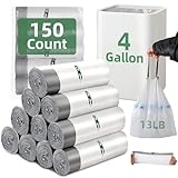 4 Gallon Small Trash Bags 150 Counts Extra Strong Drawstring Bathroom Trash Bags Small Garbage Bags Clear Trash Bag for Bathroom Bedroom Office Kitchen Trash Can