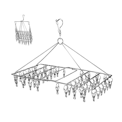 BTtime ピンチハンガー ステンレス製 洗濯ピンチ 洗濯ハンガー 物干しハンガー 物干し台 洗濯物干し ピンチ 折りたたみ式 収納便利 52ピンチ+20個予備ピンチ