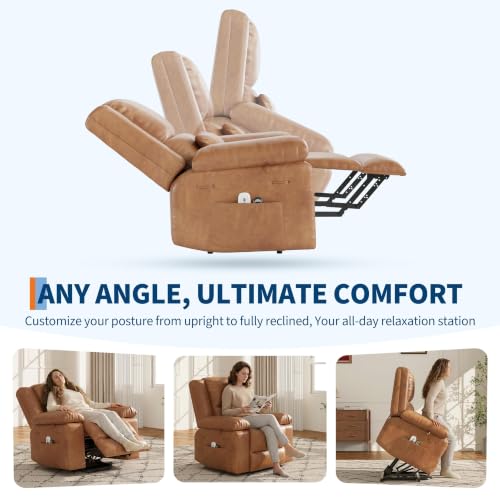 Image of GarveeHome Power Lift Recliner Chair - Heat and Massage, PU Leather Electric Lift Recliner for Elderly & Mobility Impaired, Adjustable Back and Legs, Heavy Duty Lift Chair for Seniors