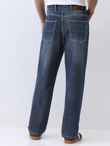 Image of Urbano Fashion Men's Loose Baggy Fit Washed Jeans Non-Stretchable
