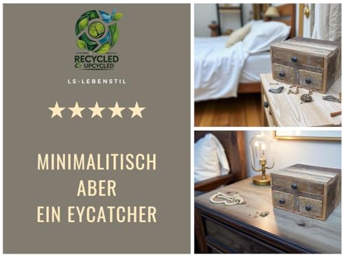 LS-LebenStil Aufbwahrungsbox 30cm Recycelt Schubladenbox Vintage Holzbox Ordnungsbox - 9