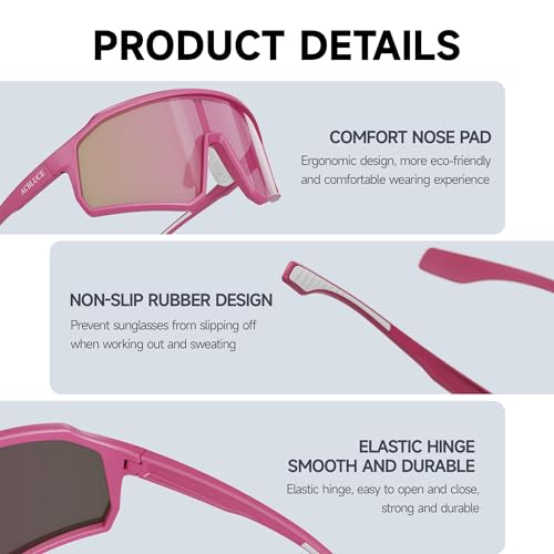 Acbluce Girls Sunglasses For Kids Youth Softball Sports Sunglasses For Cycling Baseball Running Teens Pink Age 8-16 Uv400 Glasses thumb #3