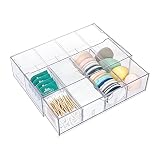 Yesesion Clear Cosmetic Display Case, Plastic Makeup Organizer Drawer for Desk, Large Adjustable Sto