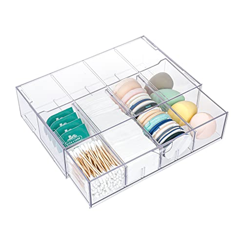 Yesesion Clear Cosmetic Display Case, Plastic Makeup Organizer Drawer For Desk, Large Adjustable Storage For Skincare, Beauty Tools, Brush, Hair Accessories, Lipsticks, Nail Polishes, Bathroom Vanity #TOP5