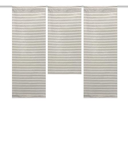 Clever-Kauf-24 Mini Flächenvorhang Set Taupe Schiebevorhang Schiebegardine Scheibengardine mit Querstreifen in Bambusoptik | Bistrogardine für Küche und Wohnbereich