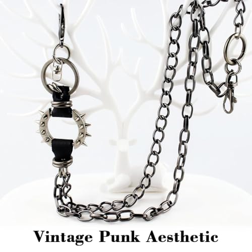 Image of GUSTAVE Layered Pants Chain for Men Double Punk Wallet Chains Trousers Jeans for Biker Heavy Skull Belt Gothic Accessories