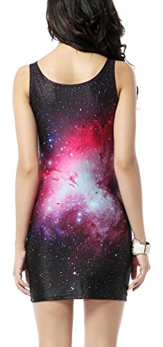 New Women Sexy Galaxy Dresses Shirt Stylish Skinny Elastic Shirt Dresses 17 Colors (Light Red Galaxy) #TOP1