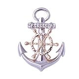 PESO: 7,11 G Vacanza Vento Ancora Timone Spilla Uomo Accademia Navale Uniforme Distintivo College Stile Classico Pin, Oro E Argento 1