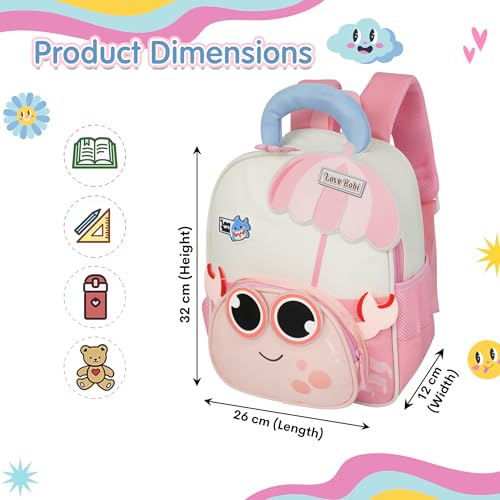 Image of Storite Kids Backpack for Boys & Girls 8L (3-6 Years) | Cute Crab Design Lightweight Toddler School Bag | Nursery & Preschool Cartoon Backpack with Front Pocket