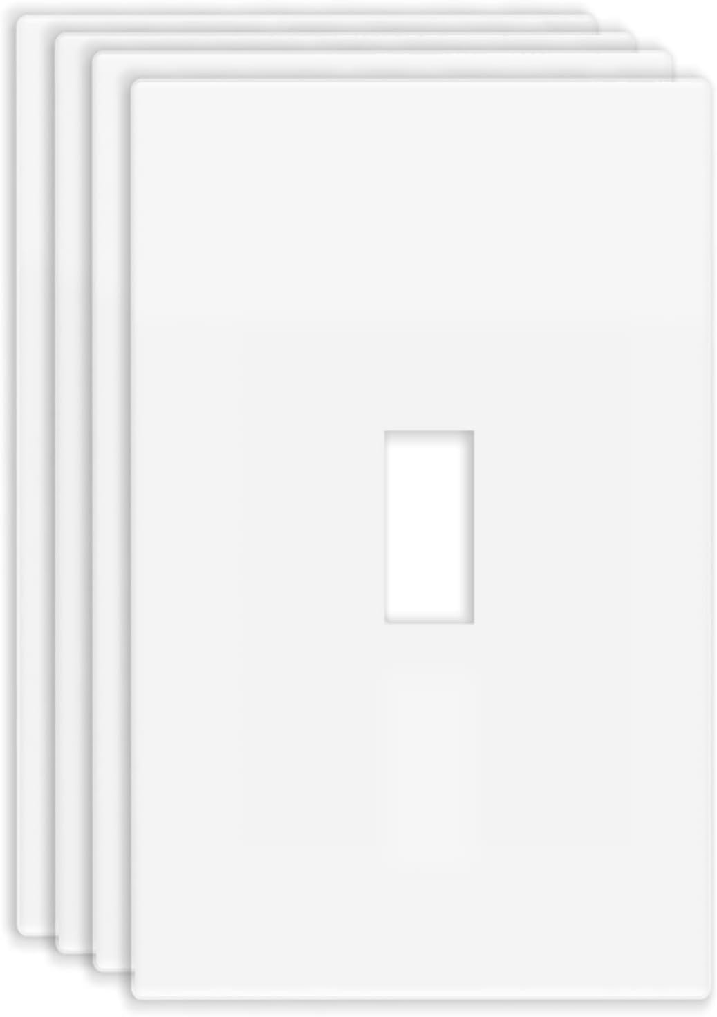 1-Gang Screwless Decorative Wall Plates, stander-Size Unbreakable Thermoplastic Faceplate Cover for Decorator Receptacle Outlet Switch, White (4 Pack, Single Duplex-White)