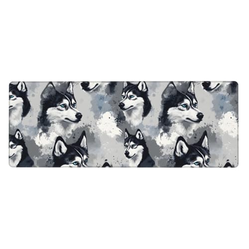 Tapis de souris de jeu imprimé husky avec finitions bords cousus