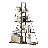 4 Tier Ladder Shelf,with Sturdy Sailboat Design,Versatile Open Shelves for Books, Plants, and Decor,for Living Room, Home Office,Retro