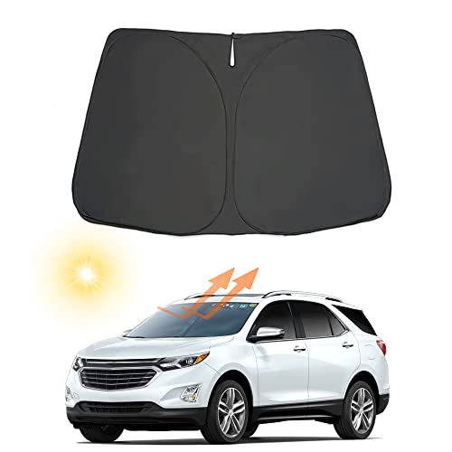 YOFAMO Auto Windshield Sun Shade Custom Fit for Chevrolet/Chevy Equinox 2018-2022 Foldable Car Front Window Sunshade Accessories Sun Visor Protector Reflective Cover Block UV Rays & Sun Heat(Black)