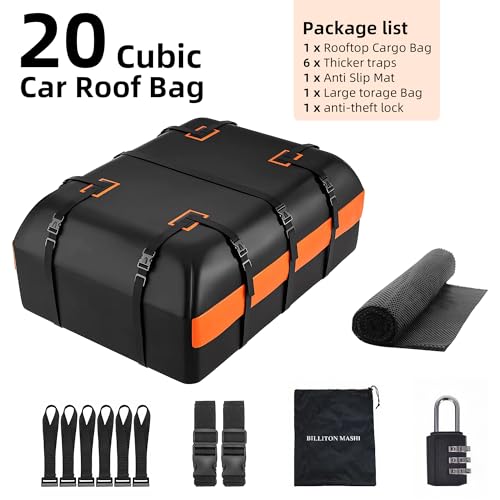 Wchiou ROOFTOP CARGO CARRIER 20 Cubic Feet Car Rooftop Cargo Bag Carrier, Soft Roof Top Luggage Bag For All Vechicles With/Without Rack - With Waterproof Zip, Anti-Slip Mat, Luggage Lock, Storage Bag thumb #5