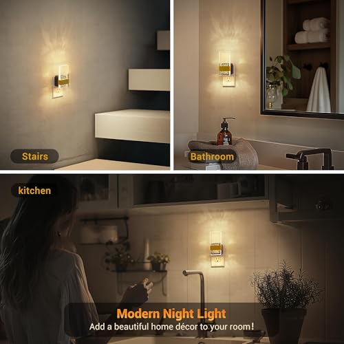 Image of JandCase Night Lights Plug into Wall, Dusk to Dawn Sensor, 3000K Soft White LED, Acrylic Bubble Design, 0-100lm Adjustable Brightness, 2-Pack for Bedroom, Bathroom, Living Room, Hallway
