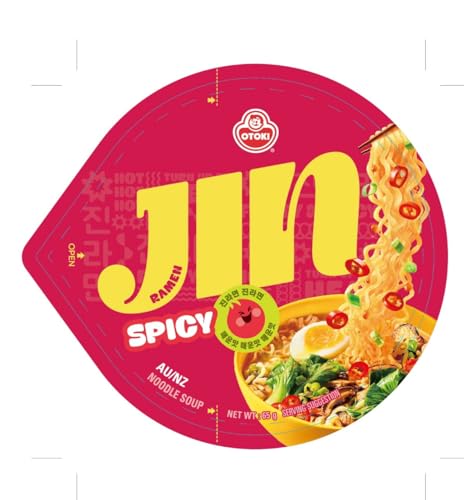 Image of OTOKI Jin Ramen Korean-Style Instant Cup Noodles Spicy Flavor 65g Each, Pack of 2 | Veg & Authentic Korean Ramen Noodle | The Product of Korea