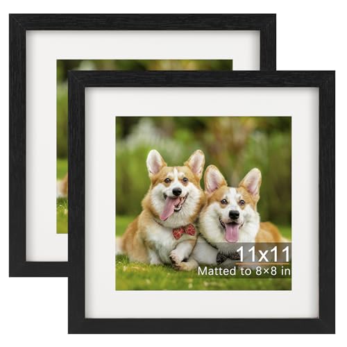 TOFOREVO 11x11 Picture Frames with 8x8 Mat Set of 2, Black