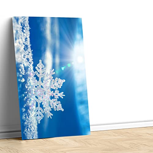 Tableau flocon de neige contre les murs vides : toile imprimée 30x45 cm