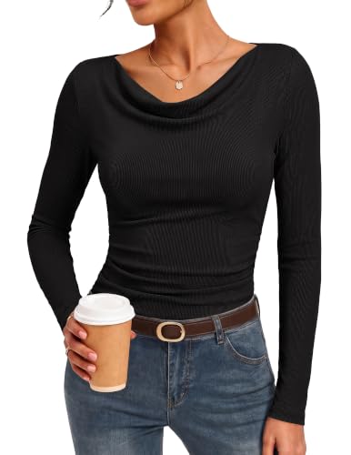 Long Sleeve Shirts for Women, Cowl Neck Going Out Tops, Grey, XXL - $7.50 after coupon - image 1
