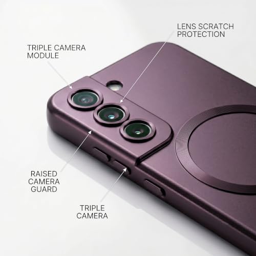 Image of amazon basics Premium Mag-Safe Case for Samsung Galaxy S22 Plus | Shockproof & Anti-Scratch Cover | Soft Silicone with Wireless Charging | Camera Lens Guard - Purple
