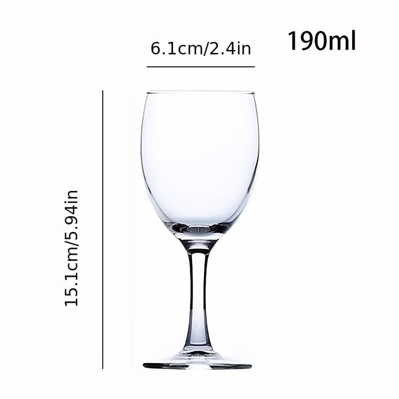 Image of PrimeWorld Wine Glass Set of 6 (190ml) | Clear Crystal Glass Red & White Wine Glasses | Elegant Stemmed Glassware for Home, Parties, Dining & Restaurants