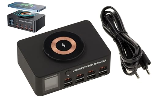 Kalea-Informatique Stazione Di Ricarica Intelligente A 8 Porte Pd 100W, Qc 3.0 30W E Induzione 15W Da 140W. Supporta Cariche Veloci Da 5V 9V 12V 15V 2