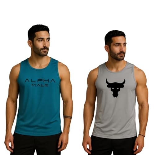 Image of Pack of 2 Sando For Men Men's Sleeveless Round Neck Vest - Pack of 2, Polyester Fabric, Quick Dry Gym & Casual Wear Gym Fit