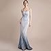 Produktbild OKHGF Damenbekleidung Kleider Bue Grey Abendkleid Elegante Spaghettiträger Meerjungfrau Bodenlänge Ärmellose Transparente Frauen Nacht Abendkleider-Blue_4