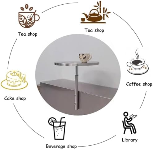 Modern Wall-Mounted Cocktail Table - Compact Round Floating Desk & Bar Tray for Living Room, Cafe, Dessert Shop, Balcony - Stylish Silver Workstation