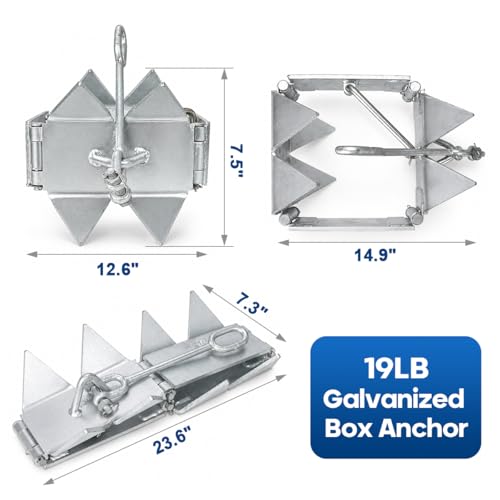 FUCNEN Box Boat Anchor 19LBS, Galvanized Folding Boat Anchor, Double Sided Slide Anchor for Pontoon Fishing and Cabin Cruiser by FUCNEN - Image 2