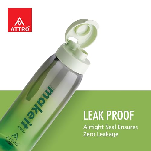 Image of ATTRO Sip Star Plastic Water Bottle - 1000ml, BPA-Free, Leak-Proof & Durable Sports and Travel Bottle, Ideal for Gym, School, Outdoor, Daily Use & Office - Assorted, Set of 2