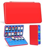 JINGDU 24-Slot Switch Case - Compatible with Nintendo Switch Game Cards & micro SD Cards, Portable Game Holder Organizer for Switch NS, Lite & OLED, Red