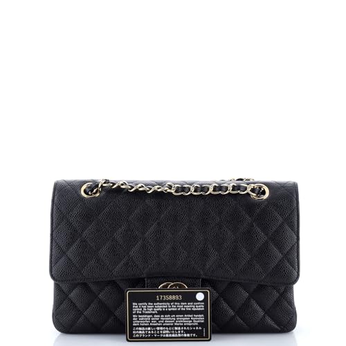 Pre-Loved Classic Double Flap Bag Quilted Caviar Medium, Black2