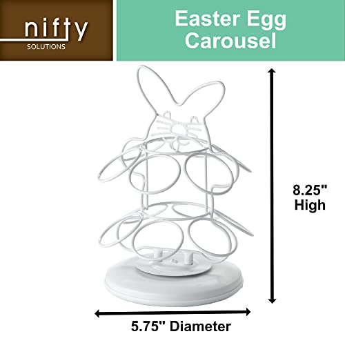 Nifty Easter Egg Carousel - White Powder Coat Finish, Spins 360-Degrees, Kitchen Centerpiece Display Stand, Decorative Egg Holder, Lazy Susan Platform #TOP3