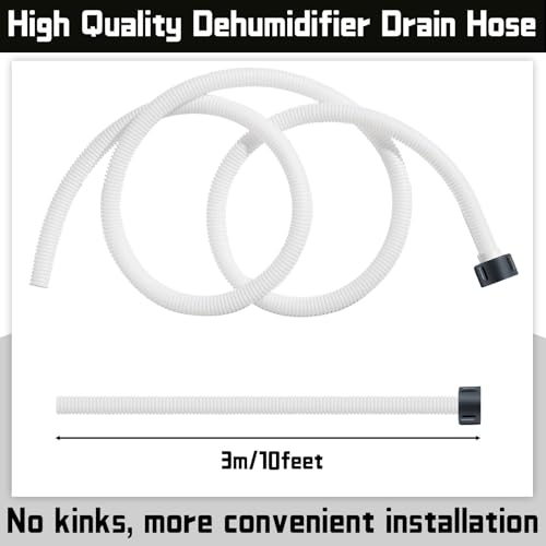 Conderyang Dehumidifier Drain Hose 3/4 Inches FHT Connection with Rust-Resistant PE Connectors Cuttable Drainage Pipe Replacement Hose for Most Brand of Dehumidifiers, 10 Feet White