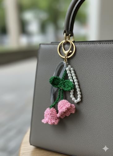 Image of Handmade Crochet Dress Keychain Purple Mini Dress Design Bag Charm Keyring