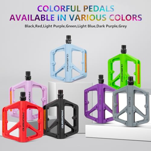 MTB Pedals Mountain Bike Pedals Non-Slip Lightweight Nylon Fiber Bicycle Platform Pedals for BMX MTB 9/16" (Green)