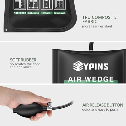 EYPINS Montagekissen Set, 3 Stück Luftkissenheber Spreizkissen bis 200KG mit 6 Kunststoffkeil, Air Wedge Pump Wedge Montage Montagehilfe für Tür Fenster Installation, Auto-Reparatur |Groß Mittel Klein