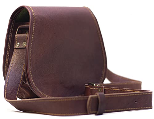 Pascado Brown Vintage Leather Crossbody Purse Satchel Small Cute Crossover Round Bags For Women Sling Shoulder Bag #TOP2