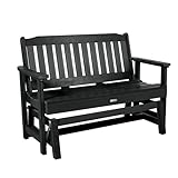 Highwood Lehigh Outdoor Glider Loveseat, 4ft, Black
