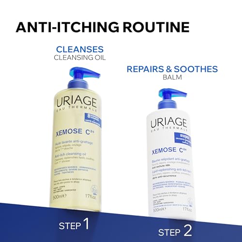 URIAGE XEMOSE Gel de ducha para piel seca, con tendencia atópica I Calma para un confort duradero. Gel en aceite espumoso, suave y nutritivo I Cara y cuerpo I Sin perfume sin jabón I pH fisiológico.