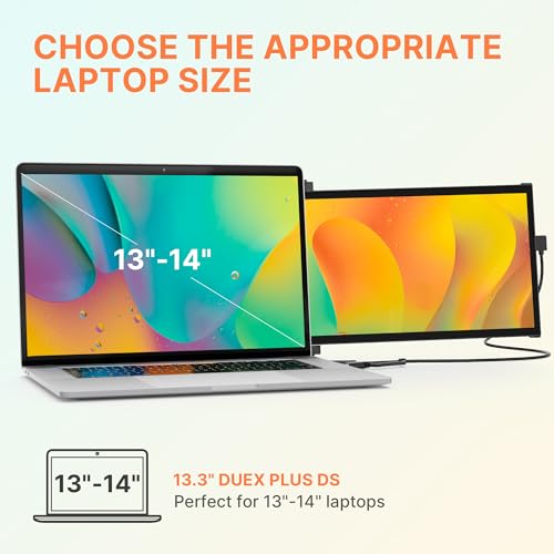 Image of Mobile Pixels Duex Plus DS Portable Laptop Monitor, 13.3'' Laptop Screen Extender, Type-C /HDMI Plug and Play, Portable Monitor for 13'' to 14.5'' Laptop