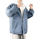 BIISDOST Männer Casual Langarm Herbst Winter Kapuzen Top Bluse Mantel Jacke mit Taschen Rot Blau Herren (Blue, M)