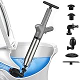 FURNSII Abflussreiniger Pumpe für Toilette, Druckluft Rohrreiniger Pressluft WC Verstopft Pumpe mit Luftdruckanzeige und 4 Düsen, Verstopfung Toilettenpumpe für Abfluss, Spüle