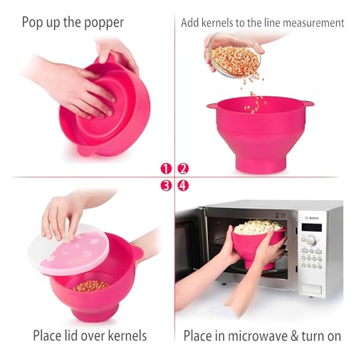 TAIZER 2 Stück Popcorn Mikrowelle Maker Faltbar Silicone Popcorn Behälter Ohne Öl Popper Bowl Family Size Microwave Popcorn Bowl Silicone Popcorn Behälter für Party Wohnheim Haus Küche (blau)