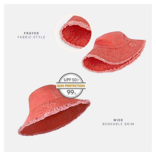 Image of CHOK.LIDS Frayed Bucket Hats for Women Men Unisex Trendy Washed Cotton Floppy Wide Brim Boonie Outdoor Summer Beach Headwear