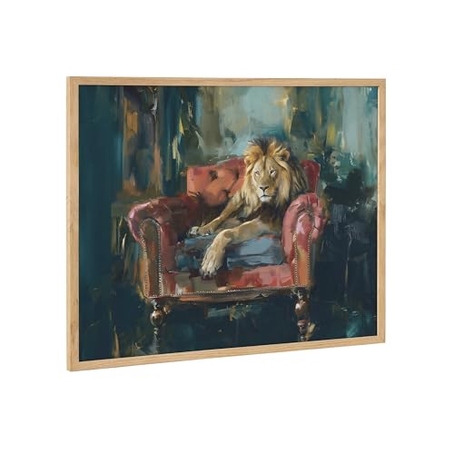 Kate and Laurel Lion Portrait in Rich Jewel Tones Framed