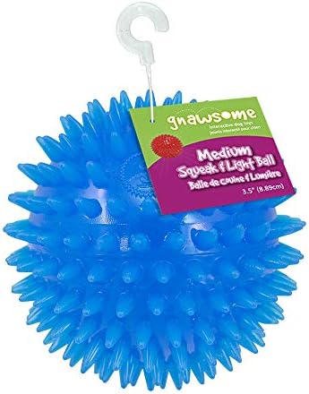 Gnawsome™ 3.5” Spiky Squeak & Light Ball Dog Toy - Small, Cleans teeth and Promotes Dental and Gum Health for Your Pet, Colors will vary