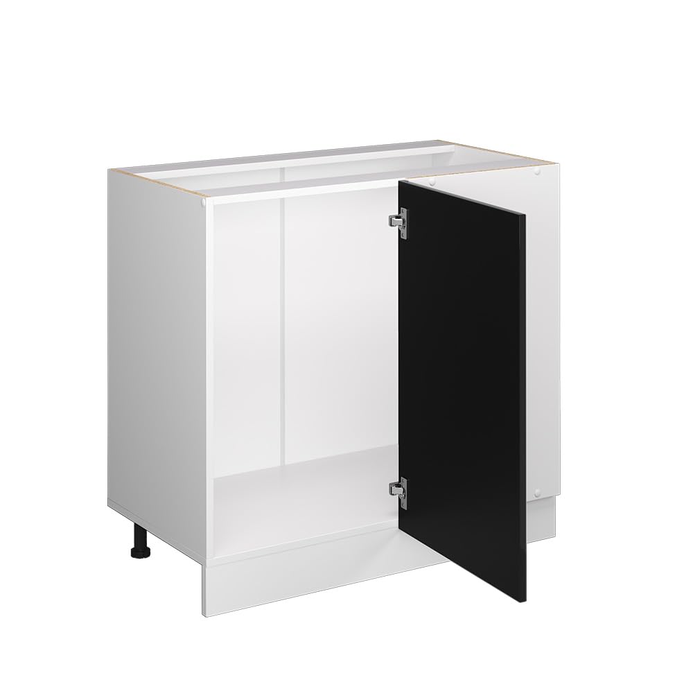 Vicco Mobile ad angolo cucina R-Line, Nero lucido, 86 cm