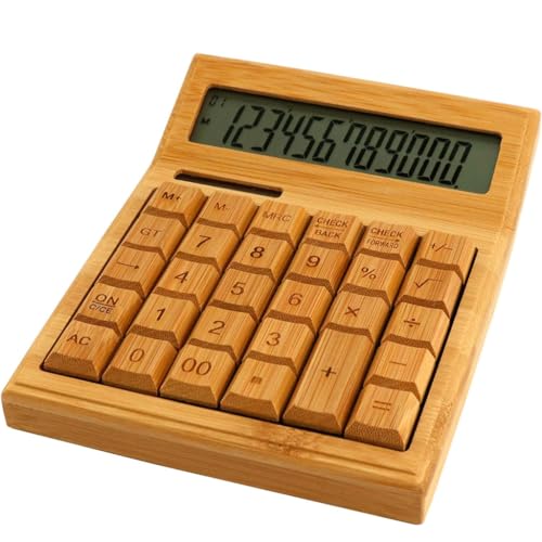 Calculadora solar con función de voz y diseño de bambú